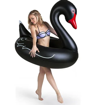 Nye Oppustelige swan svømme ring Sort og hvid svane swimmingpool float Flamingoer svømning cirkel pool Legetøj, Oppustelige swan float Redningskrans