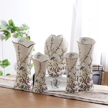 Nye Kinesiske Ornamenteret Keramik Vase Retro Manuel Kreative Hjem Stue Køkken Soveværelse Dekoration Engros Blomst Gave