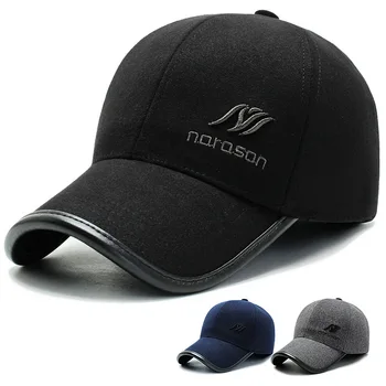 Nye ankomst Caps for Mænd, baseball Cap vinter varm Hat earmuff folde far Hat tykt Stof læder snapback Hat Trucker Hat