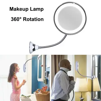10x Forstørrelse LED Spejl 360 Rotation Fleksibel Svanehals, Tændte Badeværelse Makeup Barberspejl Justerbar Bøjelig Svanehals