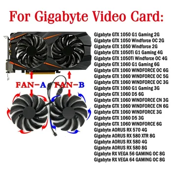 Nye T129215SU 0.50 EN 4Pin Ventilator For Gigabyte GeForce GTX 1050 1060 1070Ti RX 570 580 RX 480 grafikkort Køler Fans
