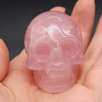 Naturlig Helbredelse Gemst Crystal Skull Sten Skåret Ornament Krystal Hoved Ghost Håndværk til boligindretning Halloween Party