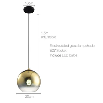 Moderne minimalistisk vedhæng lys restaurant kreative soveværelse sengen bar gradient golden glas ball pendel