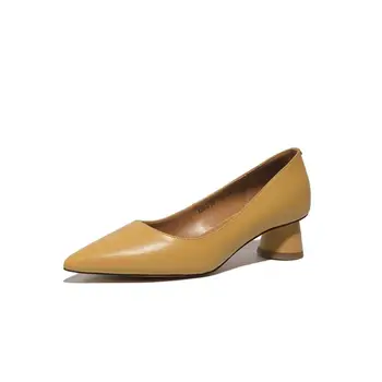 Krazing pot enkel stil, arbejde, sko, design, mode spids tå med rund hæl slip på gamle catwalk kontor dame kvinder pumper L95