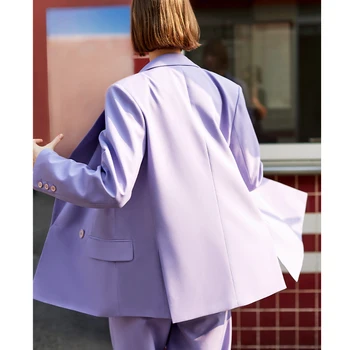 AEL Retro efterår forår jakke kvinder frakker passer til Violet outwear afslappet tur down krave streetwear løs blazer jakker