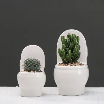Toilet Form Potter Dræning Kreative Flower Pot Perforeret Hvid Cactus Flower Pot Kødfulde Tykkere Haven Forsyninger Plantning Anlæg
