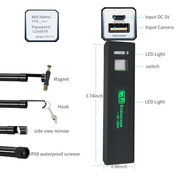 8mm Wifi Endoskop Android/IOS/PC Endoskop Vandtæt Linse 8 LED-Lys Endoskopisk HD-Kamera Bløde Rør Wifi inspektionskamera