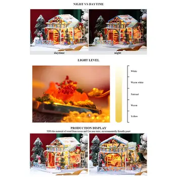Jul Snedækket Nat Dukkehus Model Toy Samlet Jule-Træ-Dukker Huse DIY Hus Kit Jul Legetøj Gave
