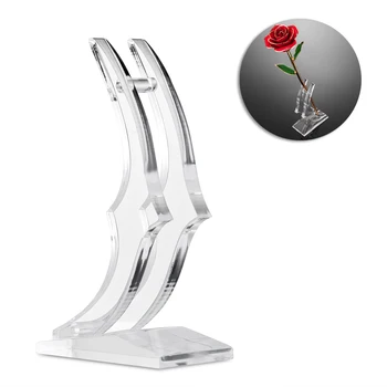 24 KARAT Forgyldt Rose Rose Blomst Stå Gennemsigtig Steg Stå-Vase, som Holder til Lang Stilk Hjem Dekoration