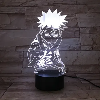 Naruto Anime Figur Uzumaki Naruto LED-3D-Light USB-LED Nat Lampe Nyhed Lys Mutilcolor Børn bordlampe Home Decor
