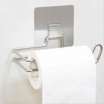 Sølv Rustfrit Stål Væghængt Toiletpapirholder Badeværelse, Køkken Armatur, Rulle Papir Indehavere Væv Håndklæde Rack Indehavere