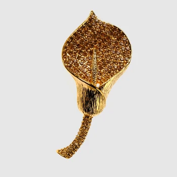 Amorita boutique-guld farve krystal plante Brocher for kvinder
