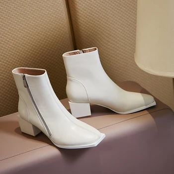2020 efteråret nye mode, retro Britisk stil tyk hæl korte støvler casual alsidig ankel støvler med høj hæl komfortable støvler
