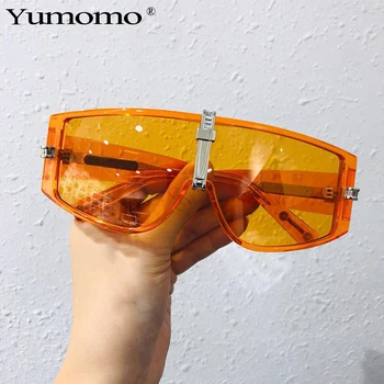 Vintage Overdimensionerede Skjold Visir Solbriller Kvinder Mænd 2020 Brand Design Orange Grøn Ramme Punk Beskyttelsesbriller Sol Briller Nuancer UV400