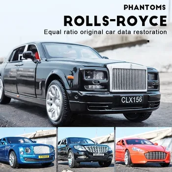 1/36 Rolls Royce Phantom Trykstøbt Legering Bil Model Legetøj Metal Køretøj Toy Bil Model Black Forlænget Limousine-Indsamling 6 Døre