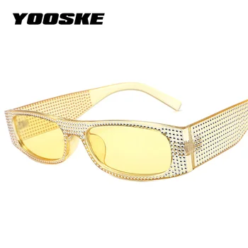 YOOSKE Efterligning Diamant Solbriller Kvinder Brand Designer Luksus Firkantet Rhinestone Sol Briller Damer Rektangel Brillerne Nuancer