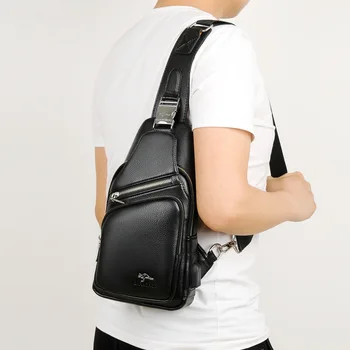 Mænds Bryst Bag Læder Messenger Bag Multi-Funktionelle Crossbody Tasker Mandlige Korea Messenger skuldertaske USB-Opladning Brystet Pack