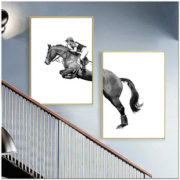 Ridning Lærred Maleri Væg kunst Billede For Ridning stuen Kunst Plakat Hjem Hestesport Dekoration Udskriv