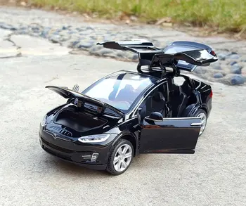 2020 New1:32 Legering Bil Model Tesla MODEL X Metal Modelbiler legetøjsbiler Bilen Med Pull-Back Blottere Musical For Baby Gaver hvid