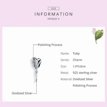 Wostu 925 Sterling Sølv Charm&Perle Tulip Flower Charme for Kvinder til Armbånd&Halskæde Nye Design DIY Smykker FIC1514