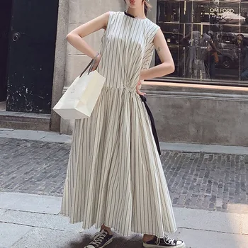 Ny koreansk Stil Smarte T-shirt Kjole Kvinder om Sommeren Løs Maxi Kjoler Oversize Grå Elegant Sort Japan Street Fashion Robe 2020