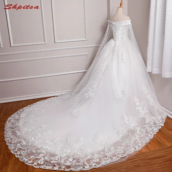 Lace Wedding Dress 2020 Bolden Kjole Tyl Off Skulder Prinsesse Kvinder Plus Size Brudekjoler Lugning Weding Brude Kjoler Til Brudens