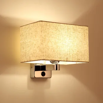 Moderne Led Væglamper.Klud Linned Abajur Led-Væg Lys .Stue Bed room Dining room Wall Sconces med Knappen Switch