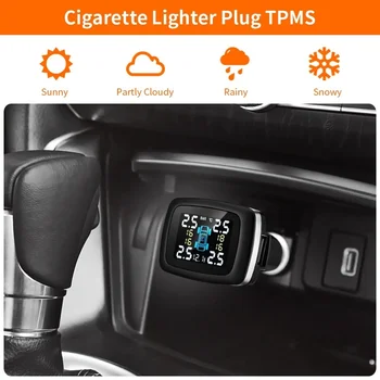 TPMS LED Trådløs Bil Tire Pressure Alarm Monitor System-Display Intelligent Temperatur Advarsel med 4 Sensorer Ekstern Sensor