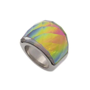 JSBAO Nye Mode Kvinder Luksus Mærke Farverige Glas-Smykker Ring 316L Rustfrit Stål med Store Farverige Glas Ring For Kvinder Smykker