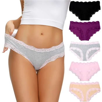 Kvinder underwear trusser sæt 5pcs/masse bomuld, til kvinder trusser blødt komfortabelt sexet undertøj solid farve kvindelige undertøj trusser