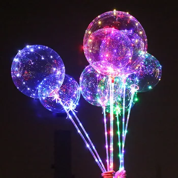 20inch Lysende Bobo Balloner Med Pinde Fødselsdag Part Forsyninger Klar LED Lys Bobo Ballons