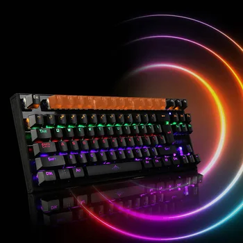 K28 Baggrundsbelyst Gaming Mekanisk Tastatur, Farverig LED USB Kablet Spil Tastatur 26 Nøgler Anti-ghosting Gratis Hand Care