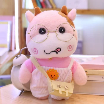 30cm Søde koreanske Lalafanfan Pink Cow Plys Legetøj Fyldte Bløde Kawaii Kvæg Dukke Iført Hat Sweater Overalls Ko Toy Pude Indretning