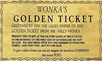 Tin Tegn Willy Wonka Gyldne Billet, Charlie og Chokolade Fabrikken, Der Venter Dig Metal Sign 8x12 tommer