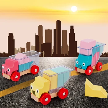 Træ-Lastbil Læsset Spil Byggesten Legetøj Tidlig Uddannelse Af Forældre-Barn-Interaktive Spil Toddler Læring Legetøj