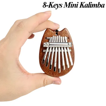 Mini 8-Tasten For Kalimba Thumb Piano Solidt Mahogni Træ Afrika Musikinstrument Gave Legetøj Med Lanyard Vedhæng Gaver Mbira Calimba
