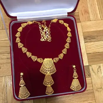 Charme Dubai Etiopien Afrikanske Halskæde/Øreringe/Vedhæng Smykker Sæt til Kvinder/Piger/Kids Fashion Metal Rusland Gaver