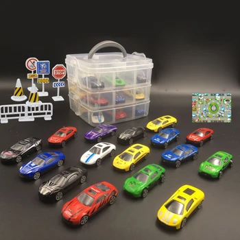 Skuffe Børn Toy Multi-funktionelle Mini Parkering Masse Bil Legetøj opbevaringsboks Tilfældet med 18 Biler Drenge Nyhed Gaver Børn Party Games