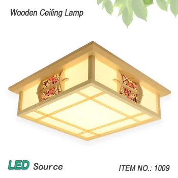 Japanske Tatami Style Træ Loft og Pinus Sylvestris LED-Lampe Naturlige Farve Firkantet Gitter Papir Loft Lampe Stativ 1009