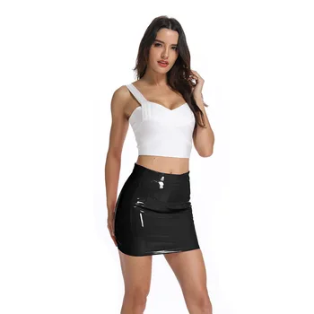 UKCNSEP 2020 PU Læder Nederdel, Skinnende Mini Nederdel Kvinder