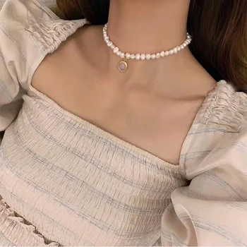 MENGJIQIAO Japan Baroco style Vintage ferskvandsperle Choker Halskæde Til Kvinder, Piger Elegante Opal Collares Smykker Kolye Gaver