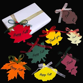 180pcs Maple Leaf Gave-Tags Håndværk DIY Papir med Bånd Bryllup Håndlavet Gave Hængende Memo Tags Scrapbooking Blade Dekoration