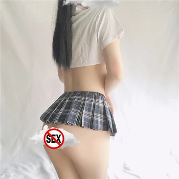 Japansk Stil Kvinder Sexy Schoolgirl Cosplay Cheerleader Plaid Natklub Fest Super Mini Sød Kort Plisseret Mini Erotisk Nederdele