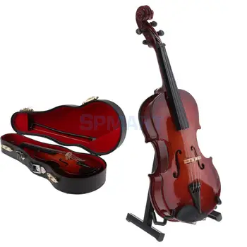 1/6 Skala Træ Violin-Model, Action Figurer, Dukkehus Miniature Tilbehør til musikinstrumenter til Hjemmet Kontor Indretning