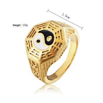 Personlighed Sladder Yin Yang Symbol Ringe til Mænd, Guld, Sølv Farve Rustfrit Stål Amulet Ring Finger Mandlige Bands Smykker Gave