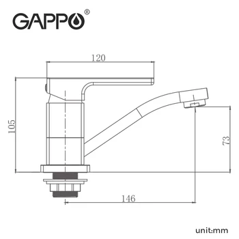 GAPPO Sort Køkken vandhane Messing Enkelt Håndtag 360 graders rotation blandingsbatteri til Koldt og Varmt Vand Cozinha Torneira blandingsbatteri