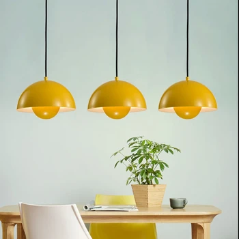 Nordisk moderne dekoration soveværelse spisestue personlig stue lampe med et enkelt hoved runde bar macaron multi farve Lysekrone