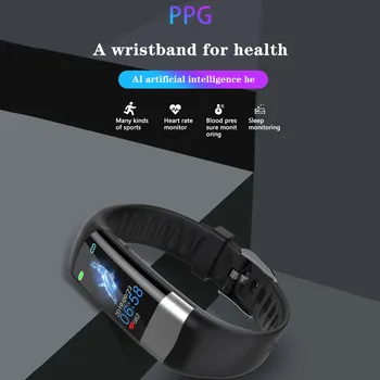 Smart Sport Bluetooth Mænd Smart Armbånd PPG + EKG-Se Blod Tryk, puls IP67 Vandtæt Fitness Tracker Smartwatch