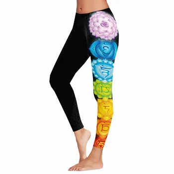 JIGERJOGER Vinter Tykt stof Egypten Indisk stil Lotus Blomster sort Mandala Leggings Nye Plus size XL Kvinder Athletic Yoga bukser