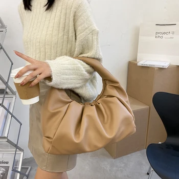 Nye Skuldertasker Til Kvinder 2021 Tote Handbag De Luxe Femme Folder Mode Dumplings Totes Bløde Roupas Femininas Torebka Kobling